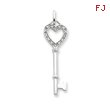 Sterling Silver CZ Heart Key Pendant