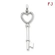 Sterling Silver CZ Heart Key Pendant