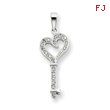 Sterling Silver CZ Heart Key Pendant