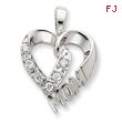 Sterling Silver CZ Heart MOM Pendant