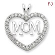 Sterling Silver CZ Heart MOM Pendant