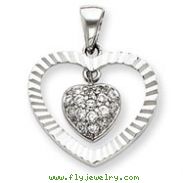 Sterling Silver CZ Heart Pendant