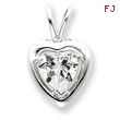 Sterling Silver CZ Heart Pendant