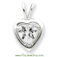 Sterling Silver CZ Heart Pendant