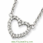 Sterling Silver CZ Heart Pendant w/Chain chain