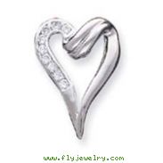 Sterling Silver CZ Heart Shape Fancy Slide