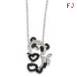 Sterling Silver CZ Heart Teddy Bear 18in Necklace chain