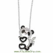 Sterling Silver CZ Heart Teddy Bear 18in Necklace chain