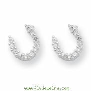 Sterling Silver CZ Horseshoe Post Earrings