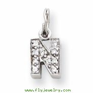 Sterling Silver CZ Initial N Charm