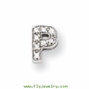 Sterling Silver CZ Initial P Slide