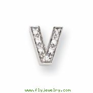 Sterling Silver CZ Initial V Slide