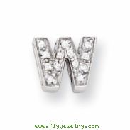 Sterling Silver CZ Initial W Slide