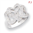 Sterling Silver CZ Intertwined Hearts Ring