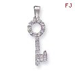 Sterling Silver CZ Key Shape Pendant