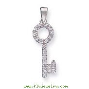 Sterling Silver CZ Key Shape Pendant