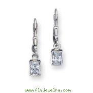 Sterling Silver CZ Leverback Earrings