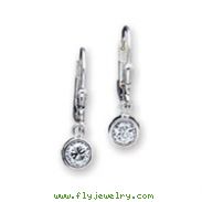 Sterling Silver CZ Leverback Earrings