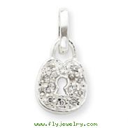 Sterling Silver CZ Lock Pendant