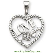 Sterling Silver CZ Love Heart Pendant