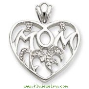 Sterling Silver CZ Mom Heart Pendant