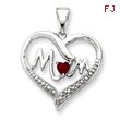 Sterling Silver CZ Mom Heart Pendant