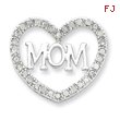 Sterling Silver CZ Mom Heart Slide