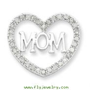 Sterling Silver CZ Mom Heart Slide