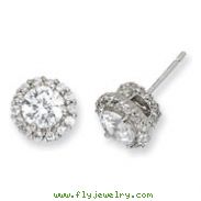 Sterling Silver CZ Round Post Earrings