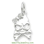 Sterling Silver CZ Skull Charm