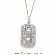 Sterling Silver CZ Thankful For You 18in Necklace