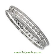 Sterling Silver CZ Three Bangle Set