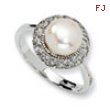 Sterling Silver CZ White Cultured Pearl Ring