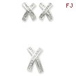 Sterling Silver CZ X Earrings and Pendant Set