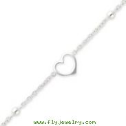 Sterling Silver Dangling Heart Anklet