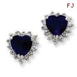 Sterling Silver Dark Blue and Clear Cubic Zirconia Heart Earrings