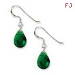 Sterling Silver Dark Green Crystal Dangle Earrings