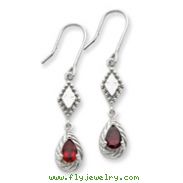 Sterling Silver Dark Red Cubic Zirconia Dangle Earrings