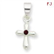 Sterling Silver Dark Red Swarovski Crystal Cross Charm