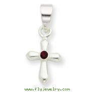 Sterling Silver Dark Red Swarovski Crystal Cross Charm