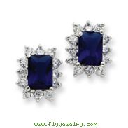 Sterling Silver Darl Blue and Clear Cubic Zirconia Earrings