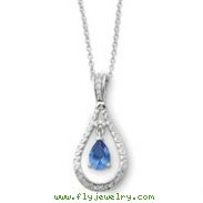 Sterling Silver December Cubic Zirconia Stone Never Forget Tear 18" Birthstone Necklace