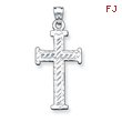 Sterling Silver Diamond -Cut Cross Pendant