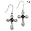 Sterling Silver Diamond Accent Cross Earrings