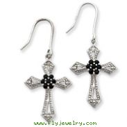 Sterling Silver Diamond Accent Cross Earrings