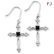 Sterling Silver Diamond Accent Cubic Zirconia Cross Earrings