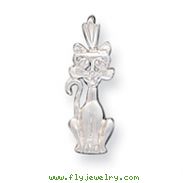 Sterling Silver Diamond Cut Cat Pendant
