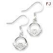 Sterling Silver Diamond Cut Claddagh Earrings