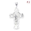 Sterling Silver Diamond-Cut Crucifix Pendant