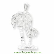 Sterling Silver Diamond Cut Palm Trees Pendant Charm